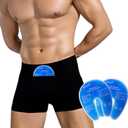 Vasectomy Support Underwear for Men, Briefs with 2 Ice Packs for Testicular Support and Pain Relief (Large, Black)