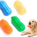 Nobleza Squeaky Dog Toys Interactive, 4 Pack Peanut Chew Ball for Pet Teeth Cleaning Puppy Squeaky Chew Toy, Durable for Medium Large Small Breeds Puppy Teething Chew Toy