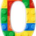 Rossesay Building Block Number 0 Birthday Cake Candle Numeral Birthday Sparkler Candles for Building Block Cake Topper for Party Decorations Supplies(Number 0)
