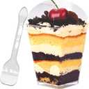 YunKo 50 Pack 5oz Square Clear Plastic Dessert Cups with Lids and Spoons,Mini Parfait Cups for Yogurt, Jello, Mousse,and Snacks,Vasos Para Postres Con Tapa