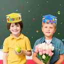 24 Pcs Kindergarten Grad Hats Preschool Graduation Paper Caps Class of 2025 Congrats Grad Crowns for Kids Kindergarten, Graduation Favors and Party Colorful Photo Props