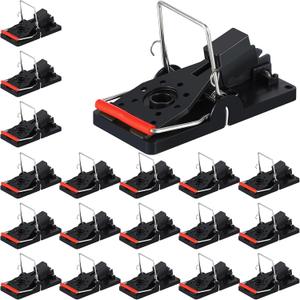 Qualirey 18 Pcs Mouse Traps Bulk Plastic Snap Rat Trap Reusable Quick Effective Safe for Indoor Outdoor Home House Warehouse Garden Kitchen 3.86 x 1.81 x 2.17 Inch (Black,Red)