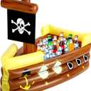 Zhanmai Inflatable Pirate Ship Drink Cooler Inflatable Serving Bar Food Container for Spooky Christmas Creepy Horror Xmas Pirate Birthday Party Favor Supplies Decorations(Yellow,Funny) (as pictures shown)