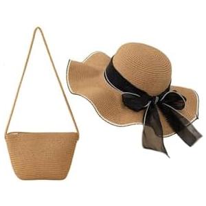 Verdusa Women's Bow Wide Brim Straw Sun Hat