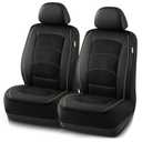Road Comforts Car Seat Covers, Leather Seat Covers with Piping, Air-Cool Mesh Designed, Airbag Compatible Automotive Front Seat Covers for Most Car, Truck, Van, SUV - Black with Black Piping