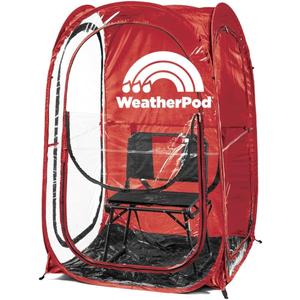 WeatherPod The Original Shark Tank MyPod 1-2 Person Pop-Up Pod - Stay Warm, Dry, and Out of The Sun - Weather Pod for Sports, Rain, or Wind (Red) 40"L x 40"W x 59"H