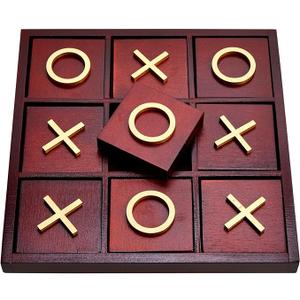 Juvale 9.5-inch Wooden Tic Tac Toe Game, Decorative Coffee Table Games for Adults and Family Activities