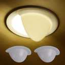 AURAELOS Recessed Light Cover, Can Light Covers 2 Pack 40% Translucent Half Shade Stick-On with Super Strong Double-Sided Tape, Anti-Yellow Cream White, Easy Install