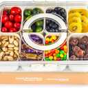 Snack Box Container,Divided Serving Tray with Lid and Handle, Snackle box Charcuterie for Portable Snack Platters - Clear Organizer for Candy,Fruits,Nuts,Snacks-for Party,Entertaining,Picnic (1PACK)