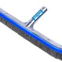 Aquatix Pro Pool Brush Head, 18" Heavy Duty for Cleaning Walls & Floors, Stainless Steel Bristles, Reinforced Aluminum Back, Curved Ends for Corners, EZ Clip, Swimming Pool Brushes for Tiles & Steps