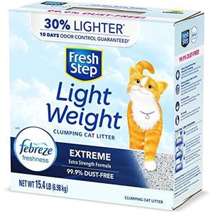 Fresh Step Lightweight Extreme Scented Litter with The Power of Febreze, Clumping Cat Litter, 15.4 Pounds (Package May Vary)