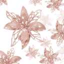 Boao 24 Pieces Christmas Glitter Artificial Poinsettia Flowers Christmas Flowers Decorations Wedding Xmas Tree New Year Ornaments (Blue)