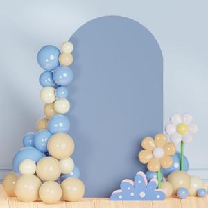 Fitted Spandex Arch Cover Backdrop Fabric 5FT Wedding Arch Covers Dusty Blue Chiara Backdrops Cover for Round Top Arch Frame Cover Arched Wall Backdrop Panel for Balloon Baby Shower Birthday