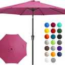 JEAREY 10FT Outdoor Patio Umbrella Outdoor Table Umbrella with Push Button Tilt and Crank, Market Umbrella 8 Sturdy Ribs UV Protection Waterproof for Pool, Garden (Rose Pink)