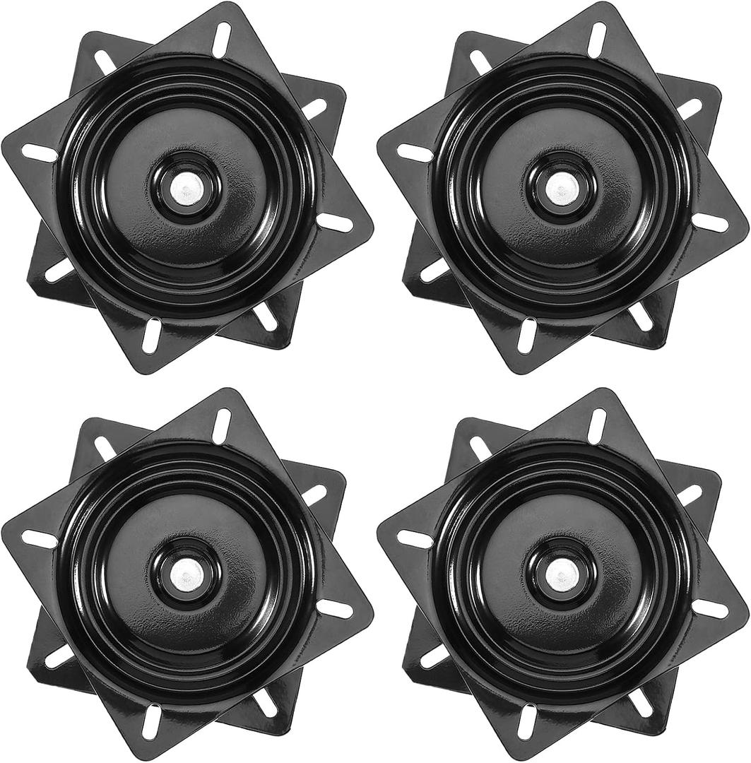 MANCHAP 4 PCS 7 Inch Bar Stool Swivel Plate Replacement, Ball Bearing Seat Swivel Base Mount Plate for Bar Stool, Swivel Chair or Recliner, Black