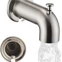 Extra Long Tub Spout with Diverter, Fits for 1/2" IPS Threads,Brushed Nickel
