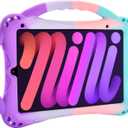 TopEsct Kids Case for iPad mini 7 (A17 Pro) 2024 /iPad Mini6 2021, Shockproof Silicone Cover with Handle Stand for 8.3" iPad mini 6th/7th Gen, Puple and Turquoise