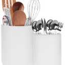 Ceramic Utensil Holder for Kitchen Counter, 6.34.7 Cooking Utensil Holder for Countertop, 2 Pcs Cooking Utensil Crocks for Spatula, Kitchen Decor, Plant Vase (White)