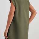 PRETTYGARDEN Women's Summer Short T Shirt Dress Cap Sleeve Crew Neck Casual Loose Basic Mini Dresses (Green, M)