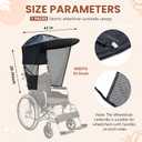 Electric Wheelchair Umbrella Canopy Awning Adjustable Side Gauze Breathable Sun Shade Rain Cover Waterproof UV Resistant Protection Wheelchair with Handles Canopy Accessory(Horizontal Style)