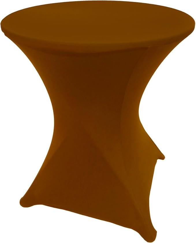 Brown 24 Inch Round x 30 Inch Tall Spandex Cocktail Tablecloth Folding Cover Stretch