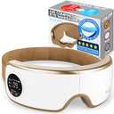 SereneLife Smart Eye Massager with Heat and Compression, Vibration, Music, Wireless Heated Mask for Migraines and Stress Therapy (Gold V2 Soft Fit)