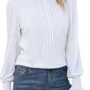 Blooming Jelly Womens Dressy Casual Tops Long Sleeve Shirts Mock Neck Business Work Blouse Fall Clothes 2023 (White, S)