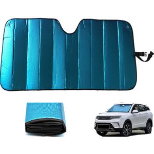 Car Windshield Sunshade-Thicken 5-Layer Bubble Block Heat and Sun UV Rays,Front Windshield Sun Shade,Sun Visor for Car- Keeps Your Vehicle Cool - 58 x 27.5 Inch (Blue)