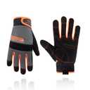 HANDLANDY Work Gloves Mens & Women, Utility Safety Mechanic Working Gloves Touch Screen, Flexible Breathable Yard Work Gloves (Medium, Orange) 