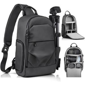 TAAOKA Camera Sling Bag for Photographer Waterproof Crossbody Camera Bag with Fast Access Pockets, Thick Shockproof Photography Backpack with Tripod Holder, DSLR camera bag for Nikon/Sony/Canon