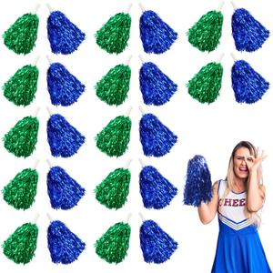Lovecheer 24PCS Pom Poms Cheerleading Metallic Cheer Pom Poms with Handle Sports Team Spirit Cheering Squad for Kids Adults Party Gifts, 25 cm