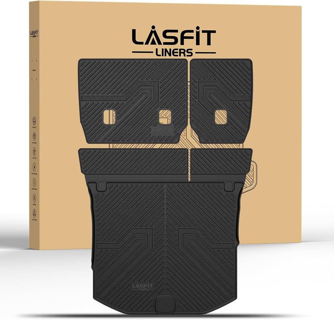 LASFIT Cargo Mat for Jeep Grand Cherokee 2011-2021 All Weather TPE Custom Fit Cargo Liners Rear Backrest Mat Trunk Seatback Black