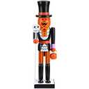 Blosssound Halloween Pumpkin Nutcracker Decorations Wooden Nutcracker Soldier Figurine Skull Design Ornament for Table Desktop Halloween Holiday Festive Party Decor Home Supplies(Pumpkin)