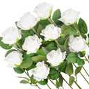 Kenpal 20pack Fake Roses Artificial Flowers with Stem for Wedding Decoration Centerpieces Bouquets Well Packing(White)