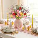 N&T NIETING Tulips Artificial Spring Flowers with Wildflowers 16 Pack Fake Tulips Stems 17" Artificial Flowers for Easter in Home Kitchen Wedding Vases Floral Outdoor Decorations