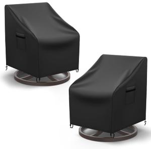 Mrrihand Patio Chair Covers, 2 Pack Outdoor Swivel Lounge Chair Cover, Heavy Duty Patio Rocking Chair Covers, Patio Furniture Covers Waterproof, 30" W×34" D×38.5" H, Black