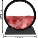 SANDCLE Moving Sand Art Liquid Motion - Moving Sand Art Picture Decor 3D Deep Sea Sandscape, Round Glass Frame Display Flowing Sand Relaxing Toy for Desktop Home Office Work Decoration(Red, 12")