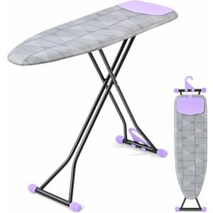 APEXCHASER Ironing Board with Iron Rest, Compact and Space Saver Iron Board, Extra Thick Cover, Height Adjustable, Wall Mount & Closet Hanger 13x43 Grey