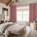 Guken 100% Linen Blackout Curtains 120 Inch Length 2 Panels Set for Living Room Bedroom Back Tab Thermal Insulated Black Out Linen Drapes Room Darkening Window Curtains 120 Inches Long, Ash Rose
