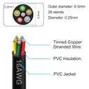 16 Gauge 6 Conductor Electrical Wire, 100FT 16AWG PVC Thermostat Wire, Low Voltage Landscape Wire, Flexible Cord for LED Lighting Strips Automotive Garden Bell Speaker