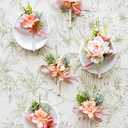 Ling's moment Boutonniere for Men, 6pcs Groom Groomsmen Boutonniere, Artificial Flowers for Wedding Decor/Prom/Homecoming, etc.Blush Garden Pink