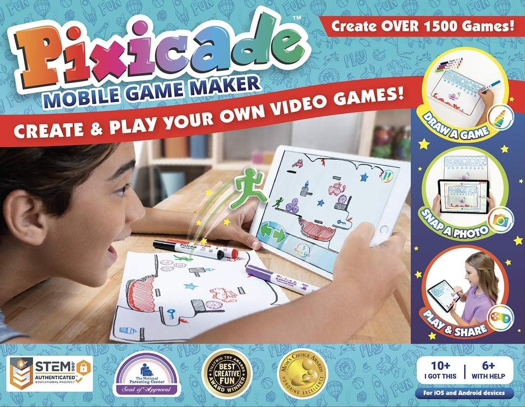 Pixicade: Transform Creative Drawings to Animated Playable Kids Games On Your Mobile Device - Build Your Own Video Game, Multicolor, PXBIEF2800 Small Pixicade: Transform Creative Drawings to Animated Playable Kids Games On Your Mobile Device - Build Your Own Video Game, Multicolor, PXBIEF2800 Small