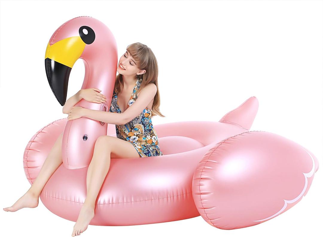 Jasonwell Giant Inflatable Flamingo Pool Float with Fast Valves Summer Beach Swimming Pool Floatie Lounge Floating Raft Outdoor Party Decorations Toys for Adults (XXXL) (3X-Large)