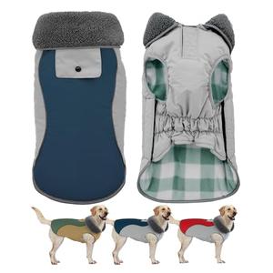 Doglay Dog Jacket Waterproof Dog Coat, Reflective Cold Weather Winter Coat, Adjustable Turtleneck Fleece Puppy Snow Jacket with Harness Hole for Small Medium Large Dogs, Size XXL, Pack of 1