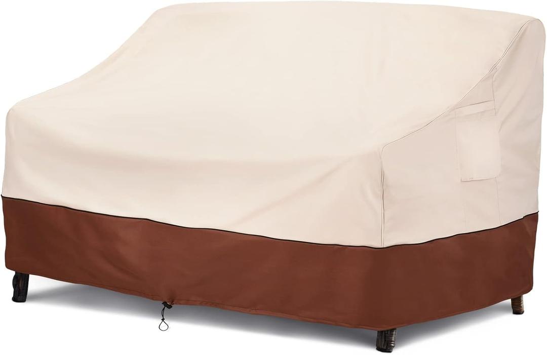 COSFLY Patio Furniture Covers Waterproof for Sofa, Outdoor Loveseat Cover Heavy Duty Fits up to 85W x 37D x 35H inches Brown