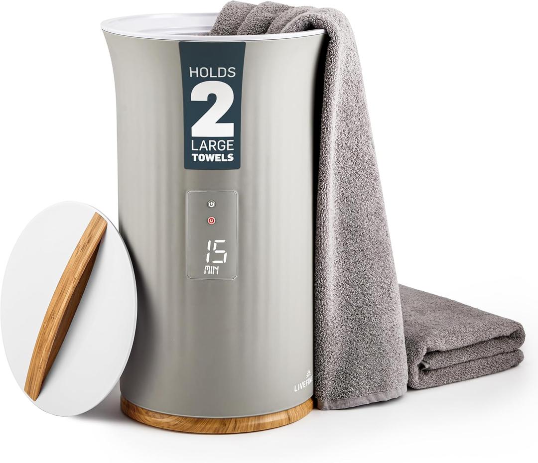 Live Fine Towel Warmer | Bucket Style Luxury Heater with LED Display, Adjustable Timer, Auto Shut-Off | Fits 40” x 70” Oversized Towel - Height 21.25 Inches and 12.9 Inches Wide