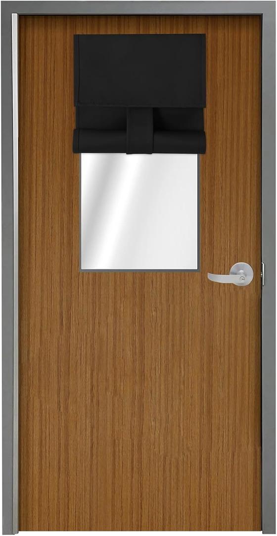 WdFour Side Door Curtains for Window, Room Darkening Solid Color Door Covering for Glass Sidelight Curtain Tie up Shade 14W x 42L Inches, 1 Panel, Black