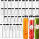 40 Pack PET 12oz Juice Bottles, Reusable Beverage Containers with Lids & Labels