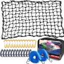 Bungee Cargo Net 4' x 6' Stretchable to 8' x 12' for Pickup Truck Bed Trailer Luggage Net Heavy Duty Tie-Down Mesh with 12 Pcs Hooks and Metal Carabiner Clips