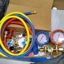 VTG VOGTEN 4.5 CFM AC Vacuum Pump and Gauge Set,for Mini Split/HVAC/Auto Systems,Manifold Gauge Kit Compatible with R134a R12 R22 R502,Includes 2 R134a Can Taps,R410a Adapters